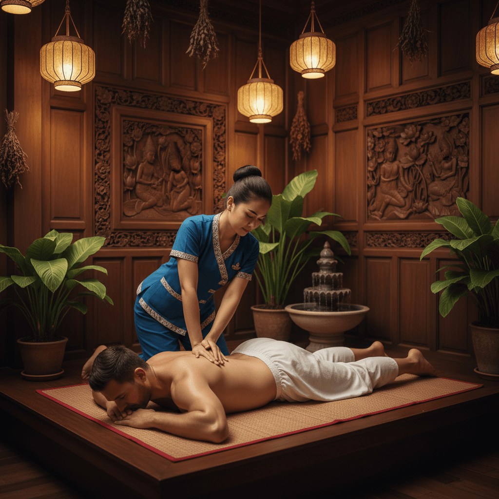 Massage thaï traditionnel pour hommes et femmes dans une ambiance chaleureuse