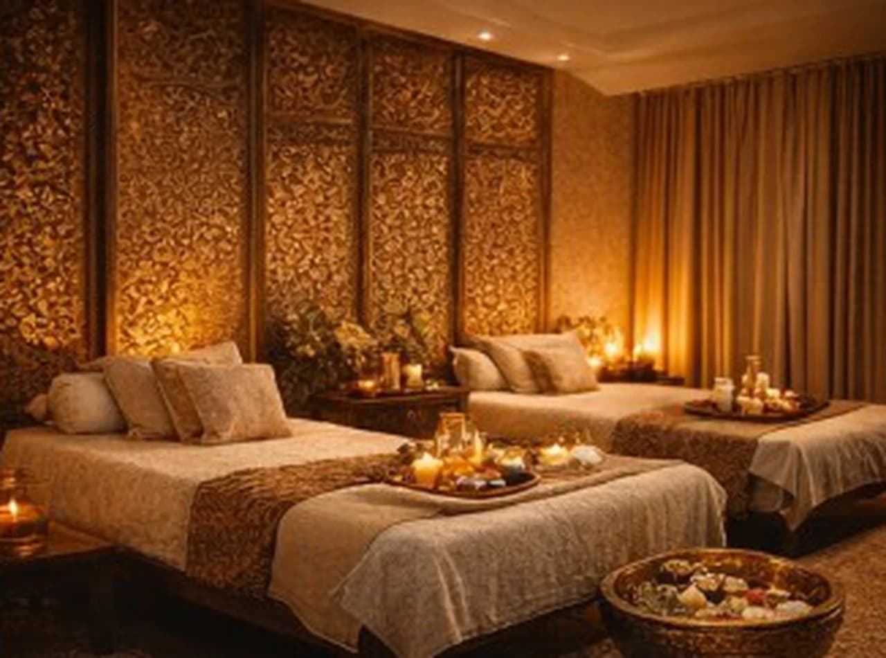 Salle de spa thaï de luxe aux bougies