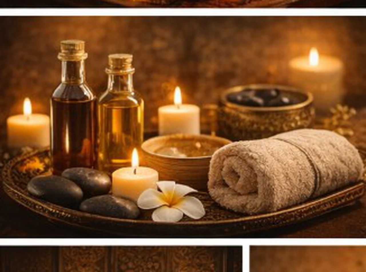 Nature morte bien-être avec serviettes et huiles